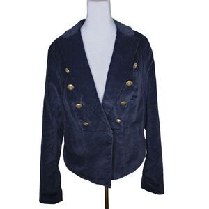 Torrid Velvet Tuxedo Jacket Womens SIze 2 Black Military Gold Buttons